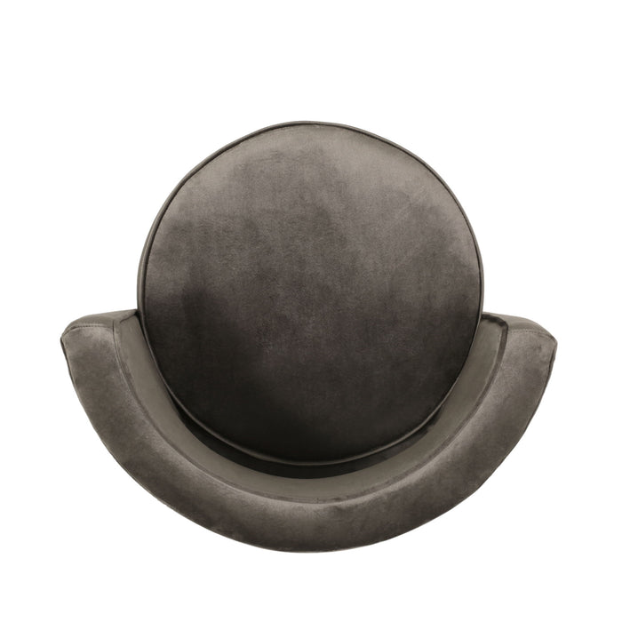 Modern Glam Swivel Arm Chair With Velvet Upholstery And Copper Base - Gray