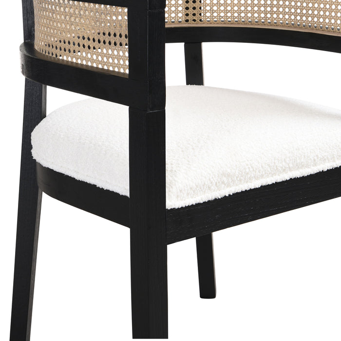 Contemporary Dining Chair Set With Rattan Backrest