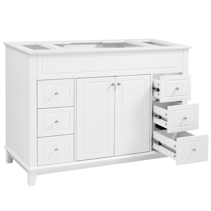 Bathroom Vanity Cabinet Only, 6 Soft Close Drawers & Double Doors With 2 Tier Shelves - White