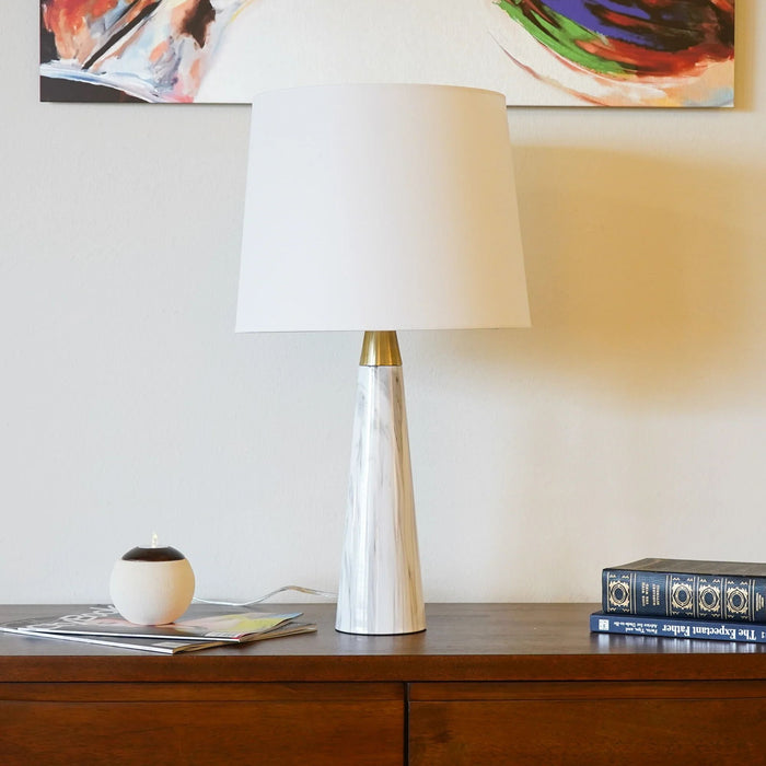 Enclave - Hydro Table Lamp With On / Off Switch Base Shade - Gold / White / White Marble