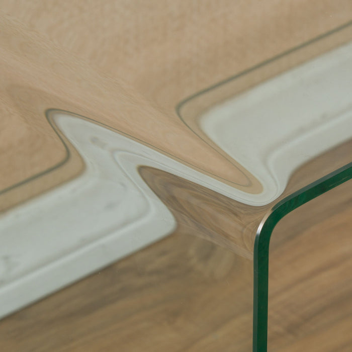 Modern Tempered Glass TV Stand With Shelf And Open Back Design - Clear