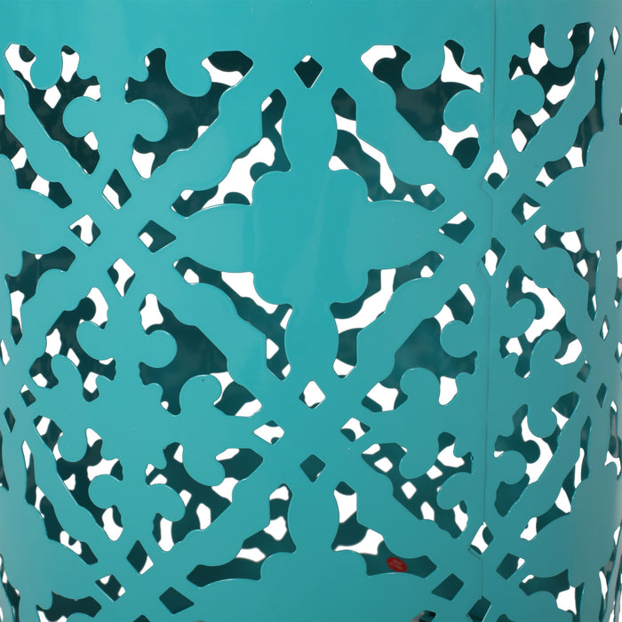 Airy - Outdoor Side Table With Lace Cut Design And Metal Frame