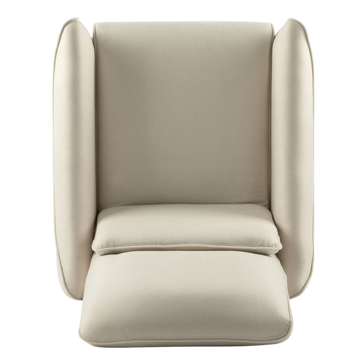 Upholstered Push Recliner Chair With Rubber Wood Legs For Living Room