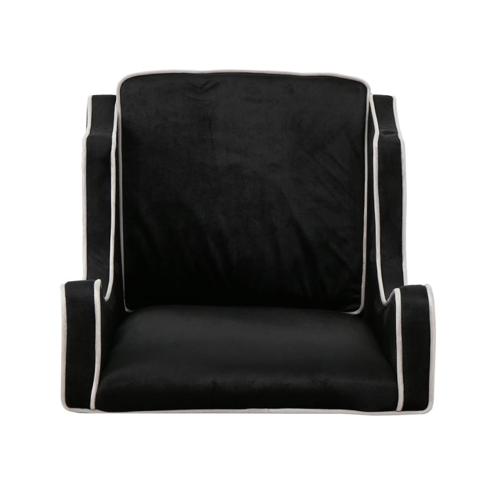 Elegant Velvet Club Chair With Tonal Piping