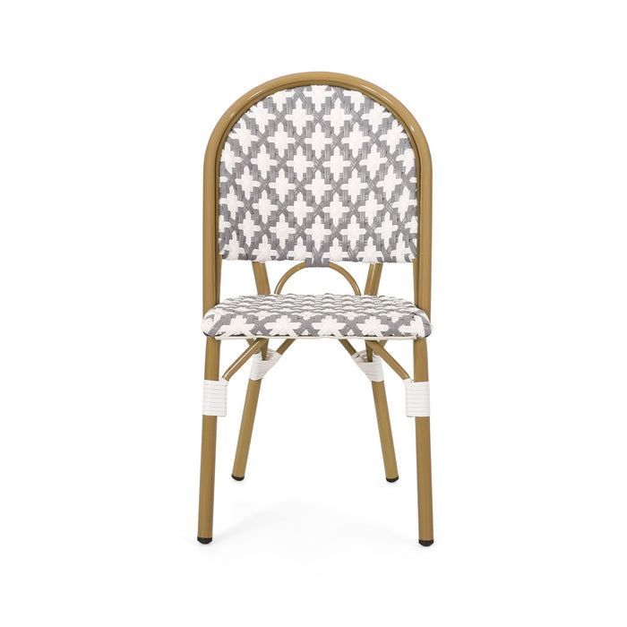 Chic French Bistro Chair With Durable Rattan And Aluminum Frame