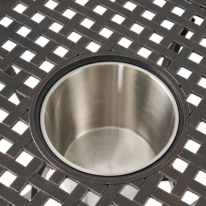 3 Piece Outdoor Aluminium Cast Bistro Set With Ice Bucket - Copper