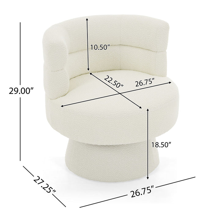 Swivel Accent Chair, 360° Rotating Design With Ergonomic Support For Living Room, Bedroom & Home Office - Cream White