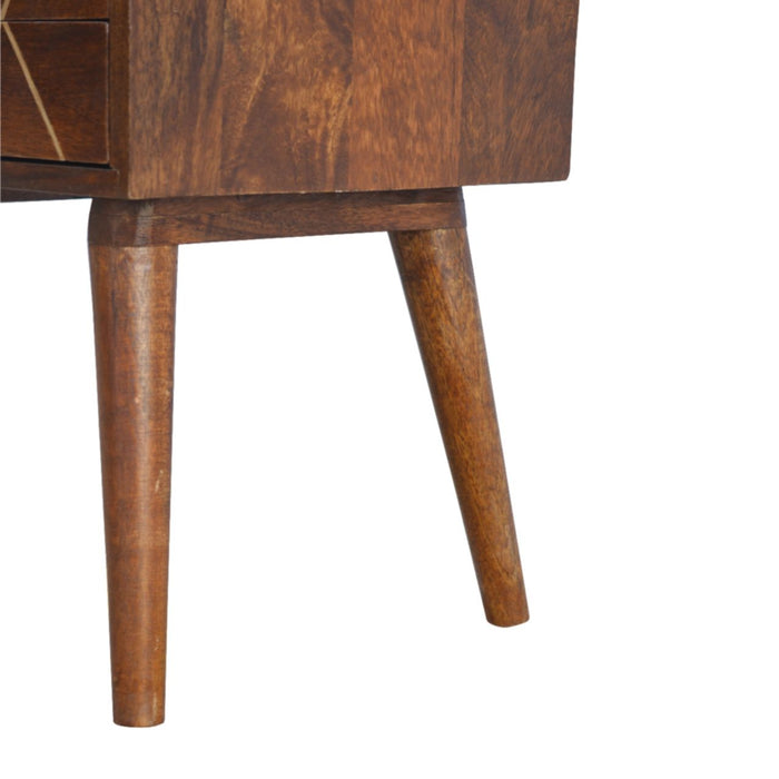 Inlay - Geo Brass Bedside Table - Chestnut