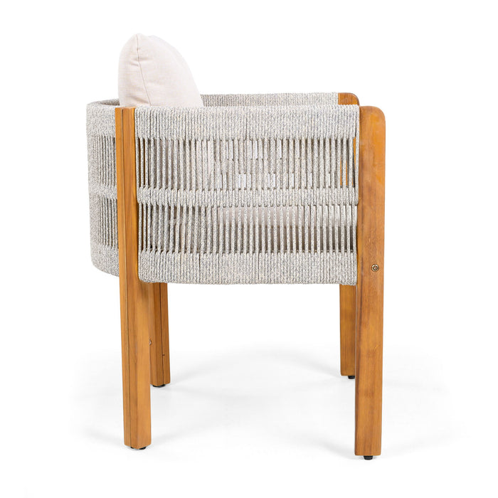 Outdoor Dining Chairs & Rope Handles (Set of 2) - Beige / Teak