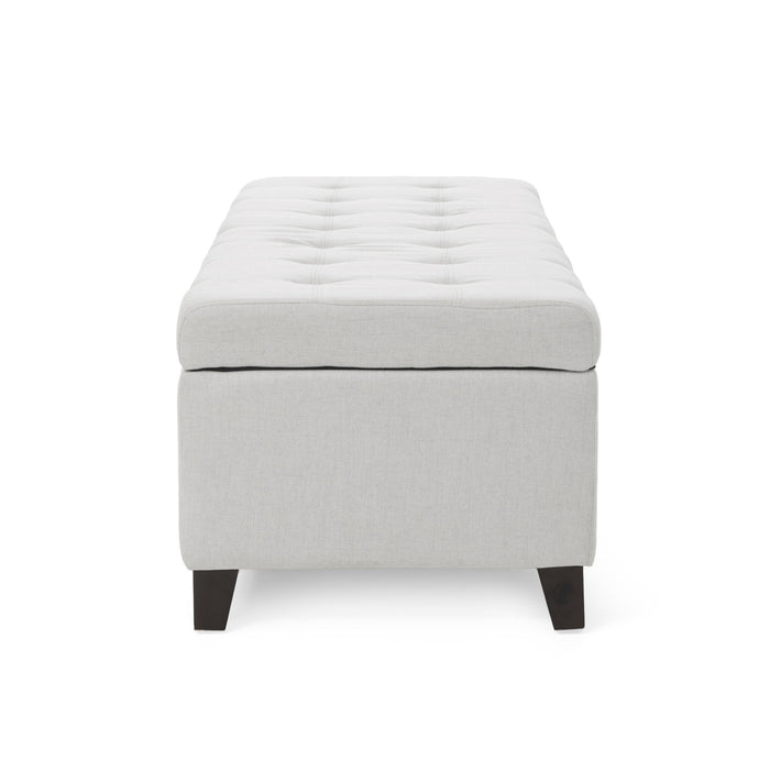 Home Mission - Upholstered Storage Ottoman Bench - Light Gray