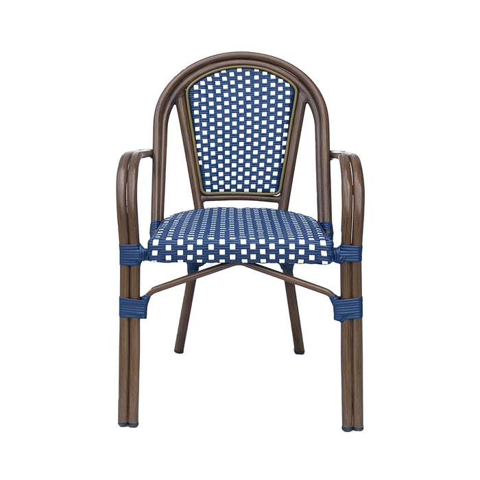 Bistro Chair With 2 Toned Checkered Pattern, (Set of 2) - White / Navy