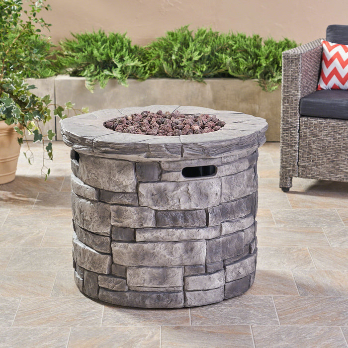 Contemporary Circular Fire Pit With 40, 000 Btu - Gray