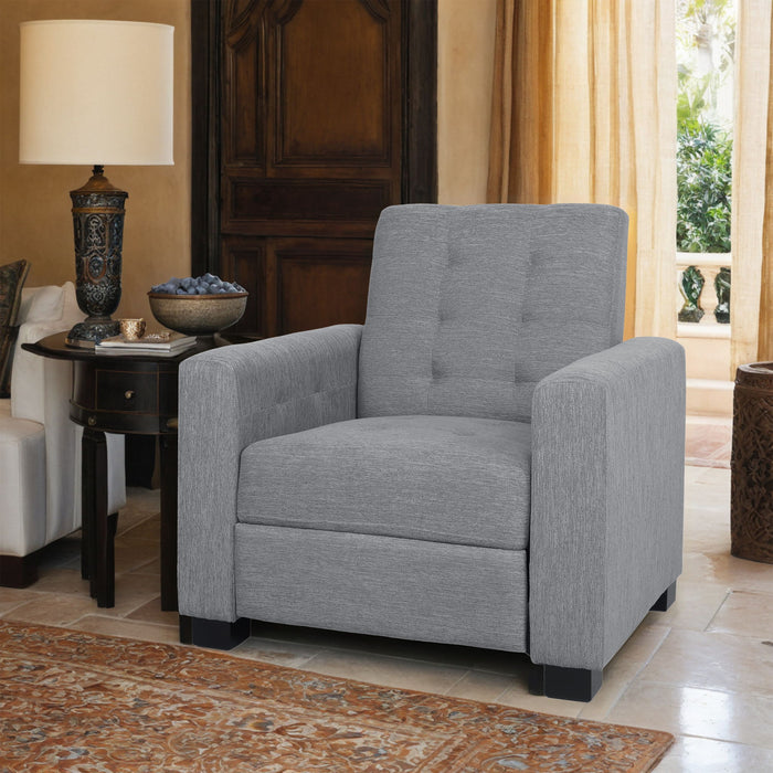 Contemporary Recliner Chair With Push Back Function And Birchwood Legs