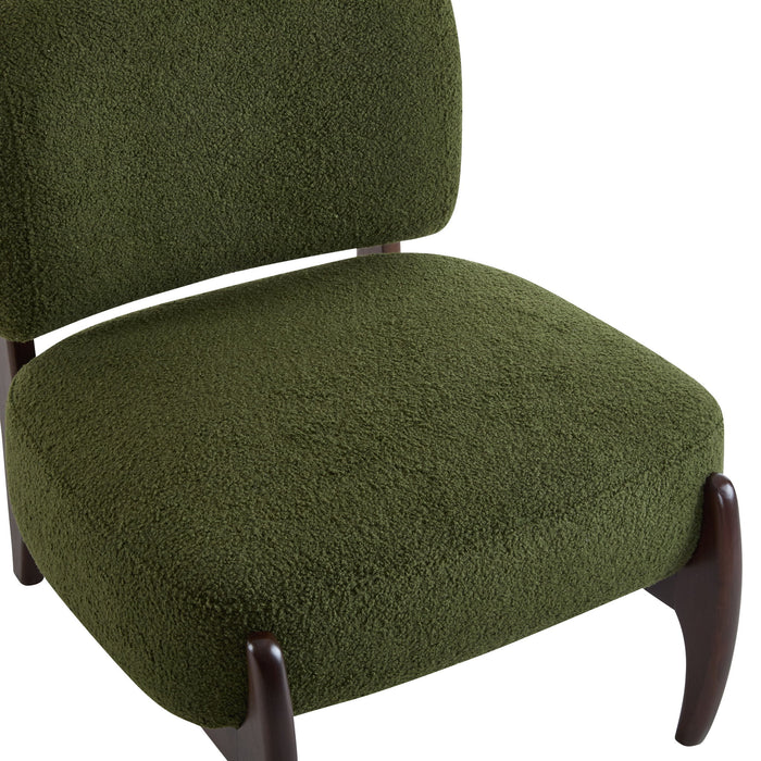 Modern Boucle Lounge Chair With Solid Wood Fram