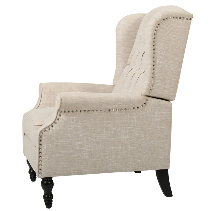 Armchair Recliner With Pushback Mechanism And Wingback Design