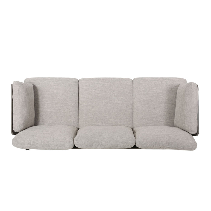 Mid Century Modern 3 Seater Sofa With Pillow Cushions - Light Gray