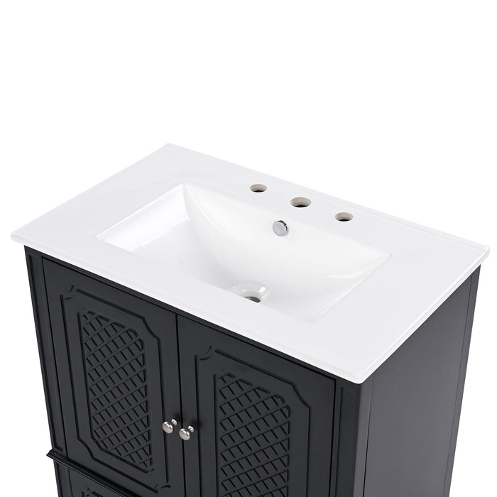 Vintage Style Bathroom Vanity With Sink, Multi Functional Storage, Soft-Closing Door