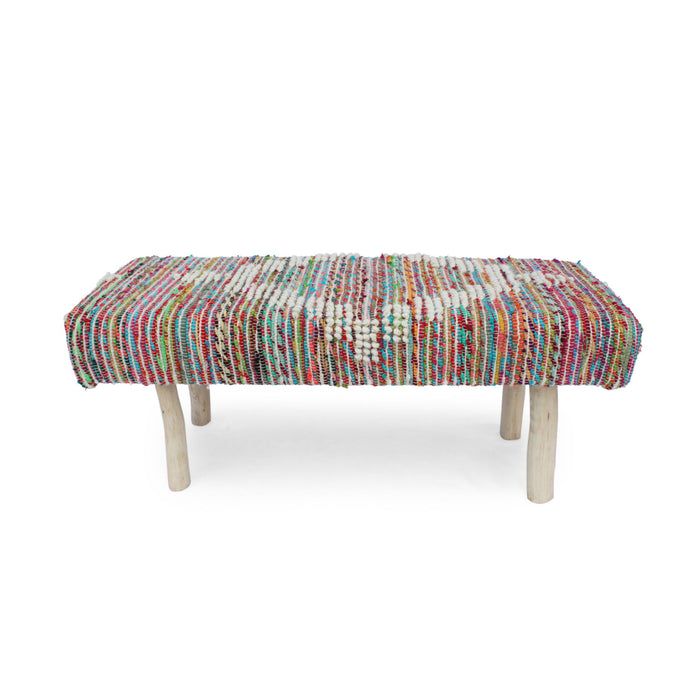 Prytania - Boho Handmade Fabric Upholstered Bench
