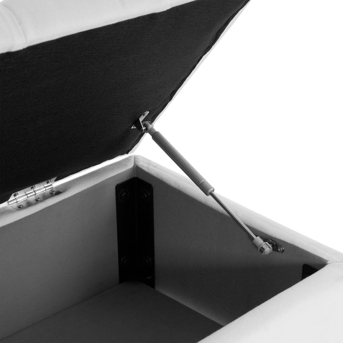 Contemporary Button Tufted And Diamond Stitched Storage Ottoman