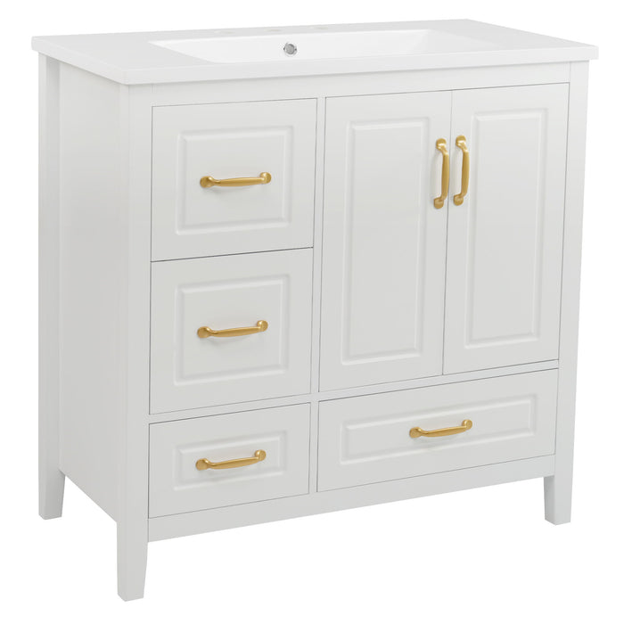 Bathroom Vanity With Sink, Soft Closing Doors & Drawers, Metal Handles