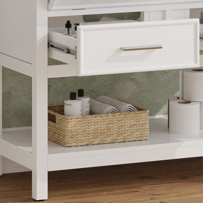 Bathroom Vanity With Ceramic Sink, Tip Out Tray & 2 Full Extension Drawers