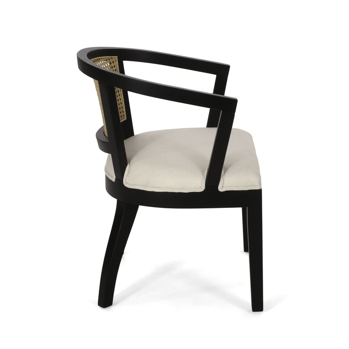 Elegant Dining Chair With Cane Web Backrests And Upholstery