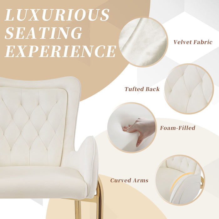 Velvet Fabric Counter Height Bar Stools (Set of 2)