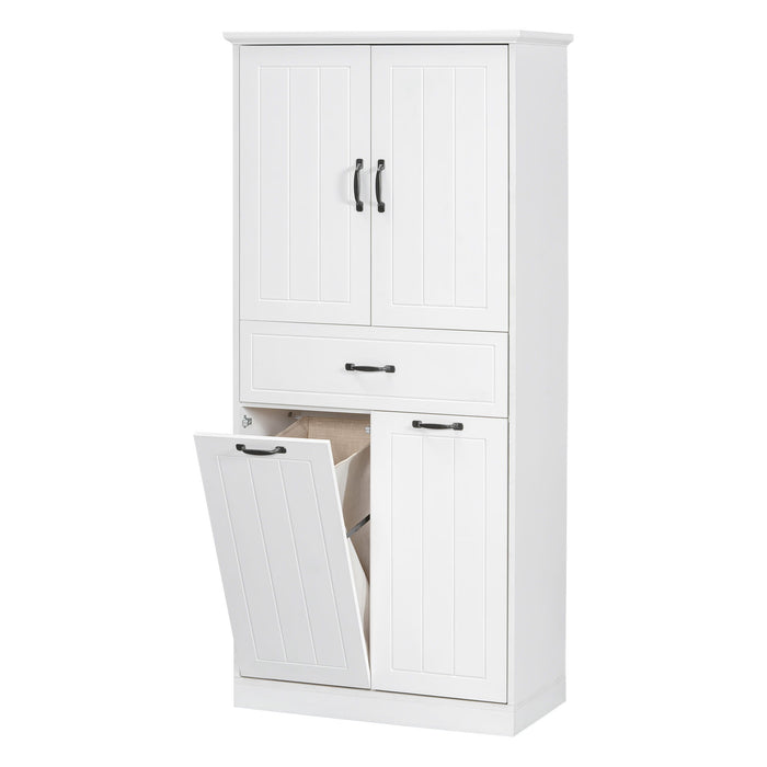 Modern Bathroom Storage Cabinet With Two Laundry Baskets, One Drawer, Adjustable Shelf