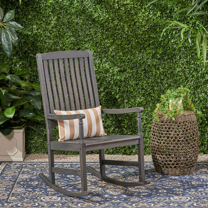 Muse - Outdoor Acacia Rocking Chair With Slat Design - Teak
