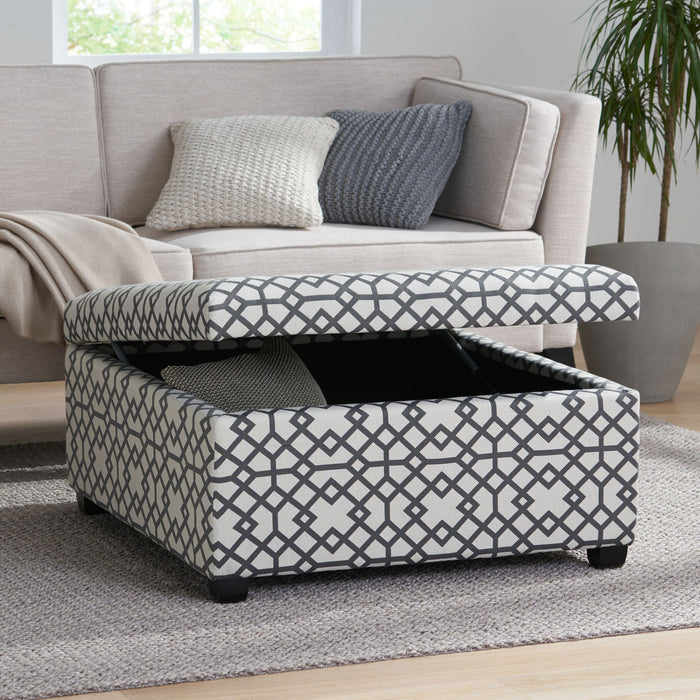 Richmond - Storage Ottoman With Unique Pattern And Ample Storage - Gray