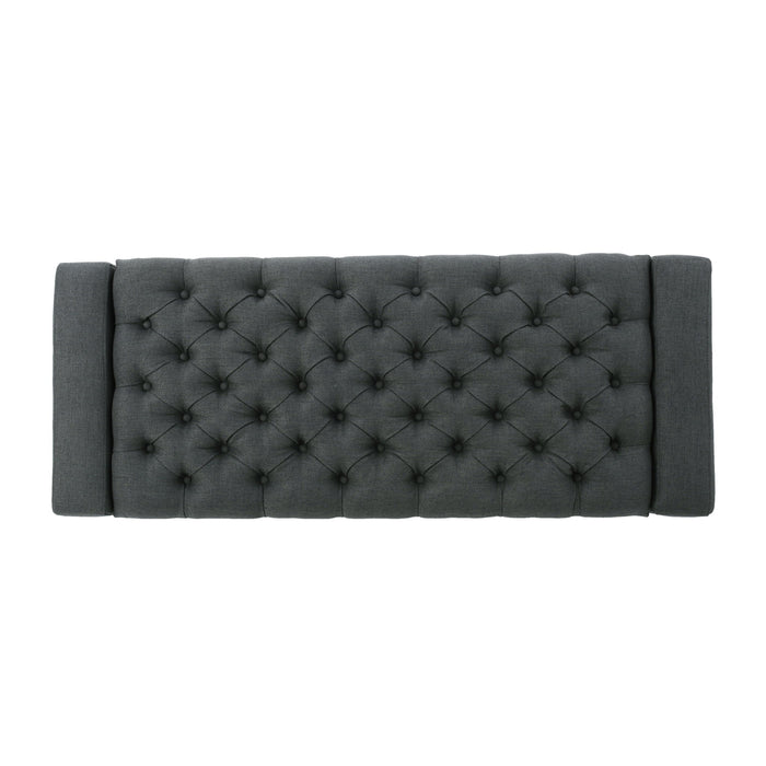 Contemporary Storage Ottoman With Tufted Top - Dark Gray