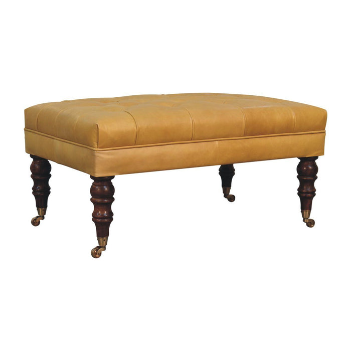 Buffalo - Leather Ottoman With Castor Legs
