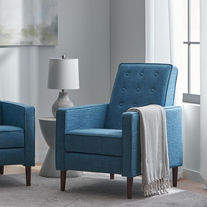 Mid-Century Modern Recliner With Button Tufted Waffle Stitch