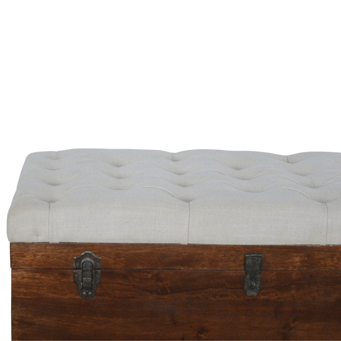 Linen Storage Trunk - Chestnut / White Linen