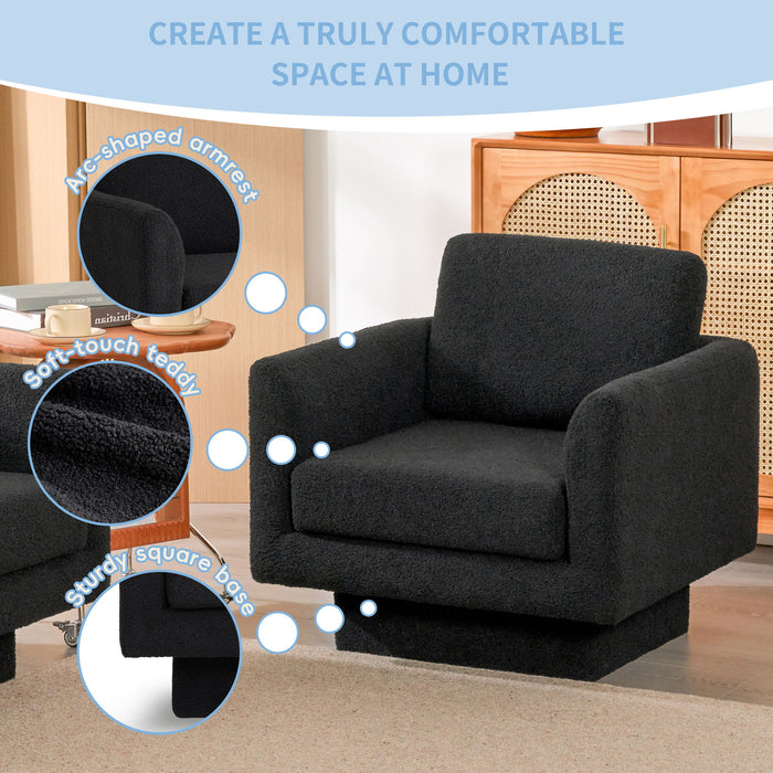 360° Modern Swivel Accent Chair Round Armchair, Thick Padded Single Lounge Sofa Upholstered Comfy