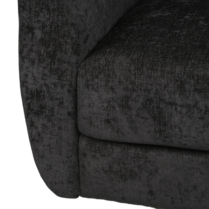 Contemporary Swivel Chair With Wingback Design - Black