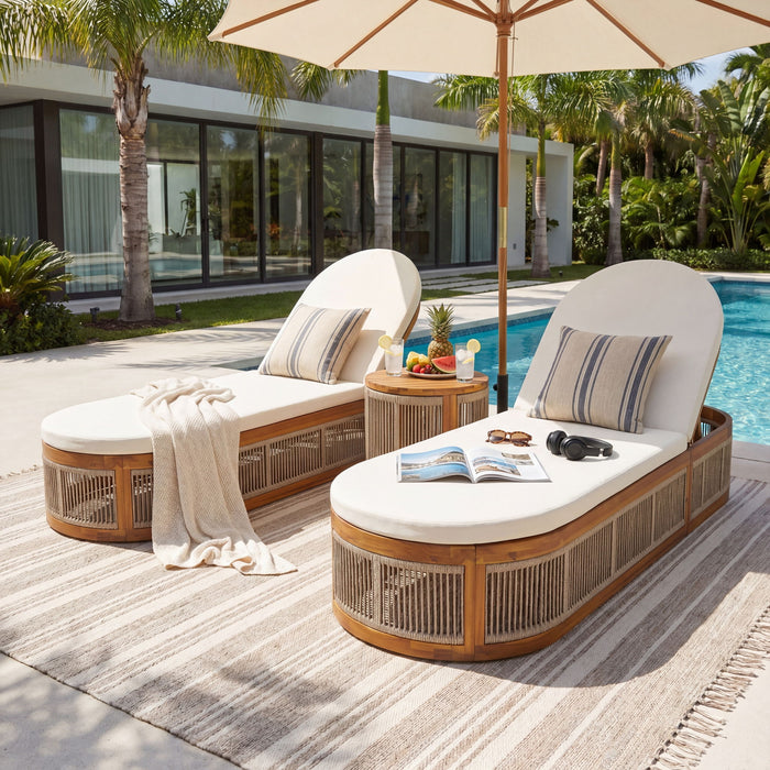 Chaise Lounge Set With 3 Position Adjustable