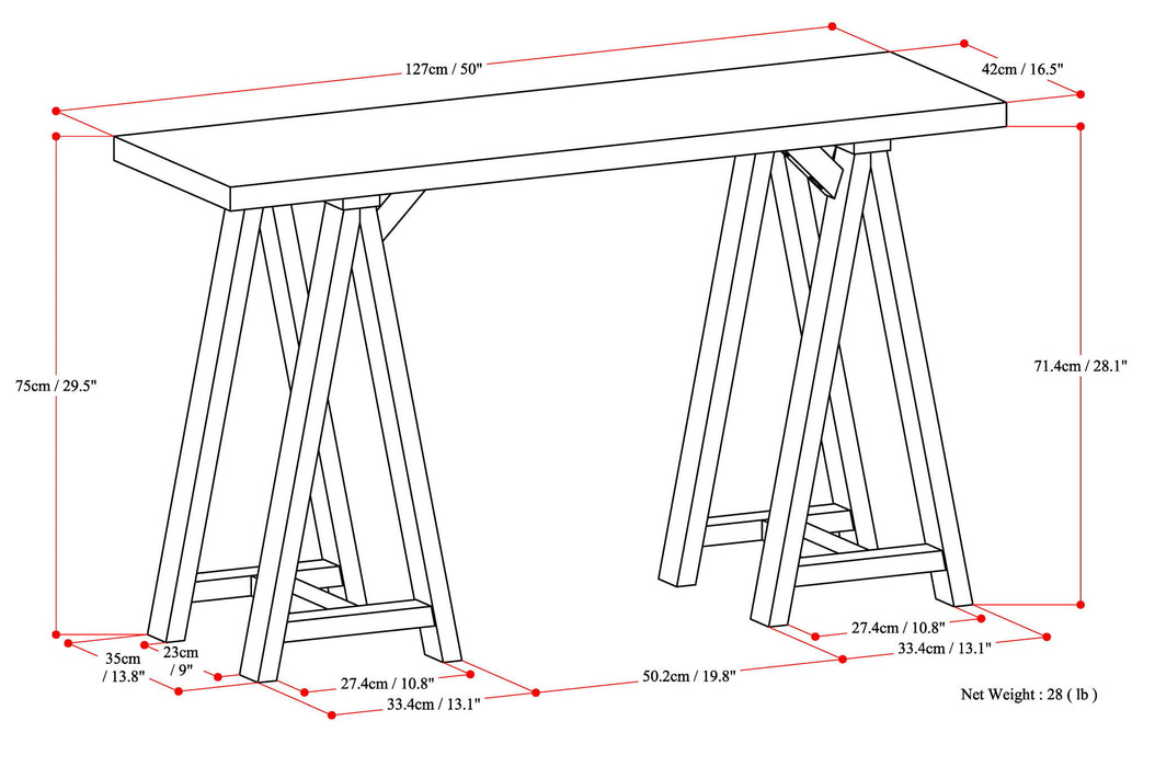 Sawhorse - Handcrafted Console Sofa Table