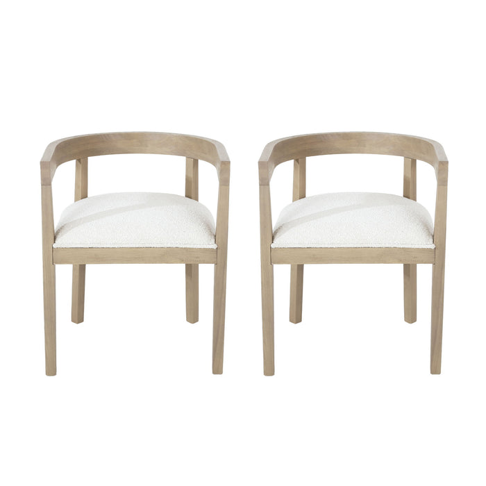 Modern Mid Century Dining Arm Chair Set With Upholstered Frame - Natural