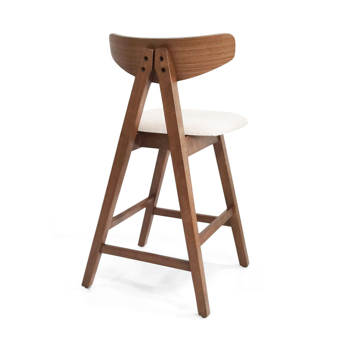 Mid Century Modern Counter Stool With V Shape Frame And Upholstered Seating