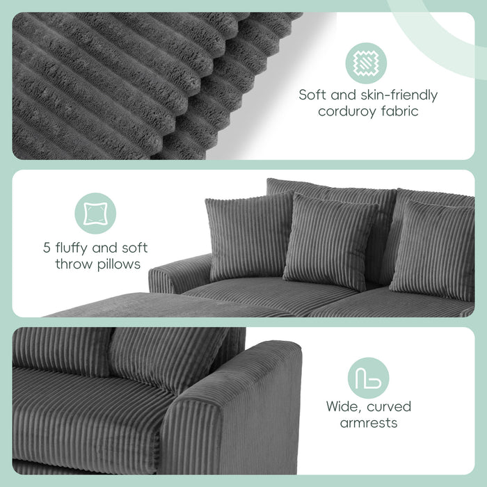 Sectional With Bluetooth Speakers L Shaped Couch With Console USB Charger, Cup Holders Storage Ottoman Deep And Wide Seat Cloud Sofa