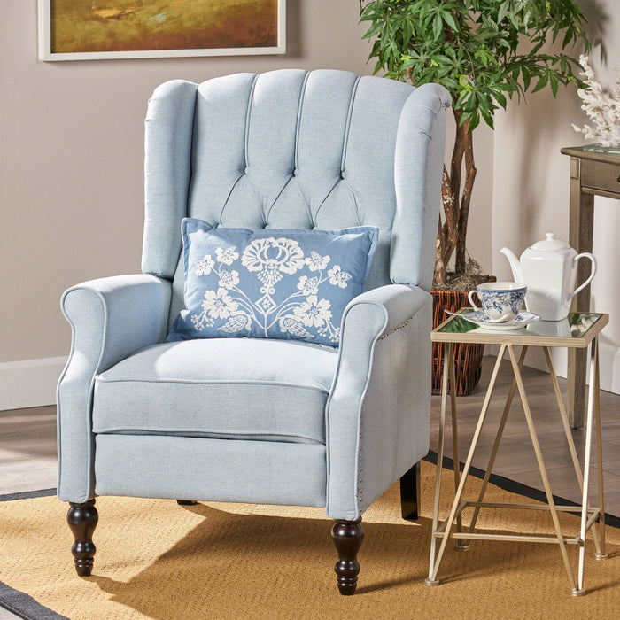 Armchair Recliner With Pushback Mechanism And Wingback Design