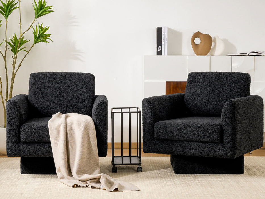 360° Modern Swivel Accent Chair Round Armchair, Thick Padded Single Lounge Sofa Upholstered Comfy