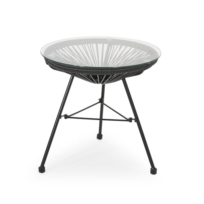 Nusa - Modern Rattan Side Table With Tempered Glass Top