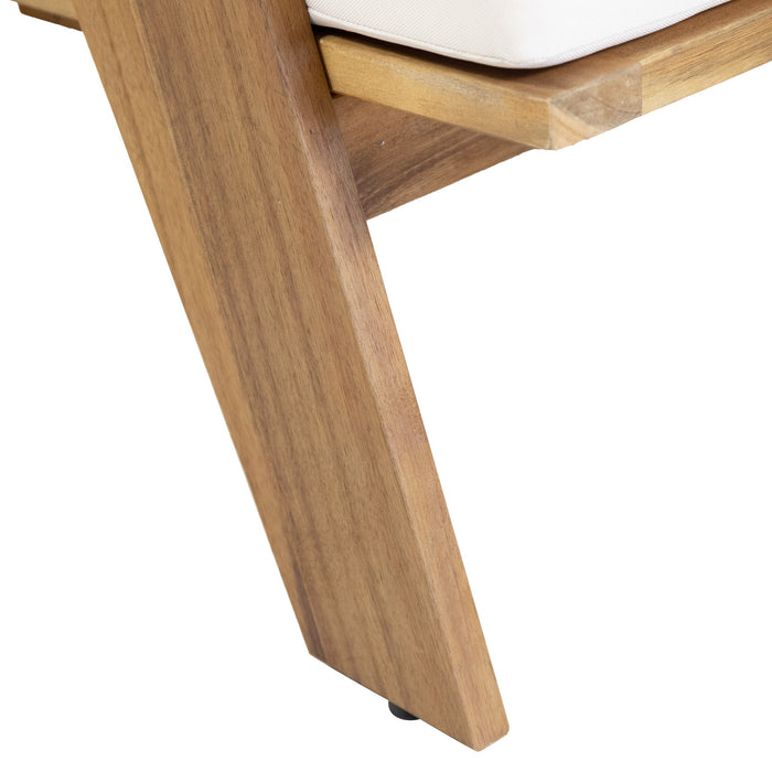 Outdoor Acacia Wood Club Chairs With Cushions (Set of 2) - Teak / Beige