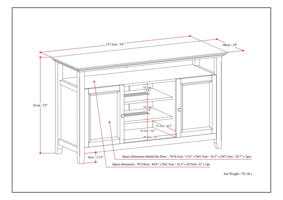 Amherst - TV Media Stand, Handcrafted