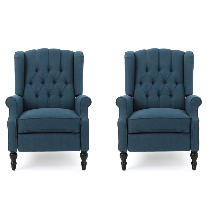 Armchair Recliner With Pushback Mechanism And Wingback Design