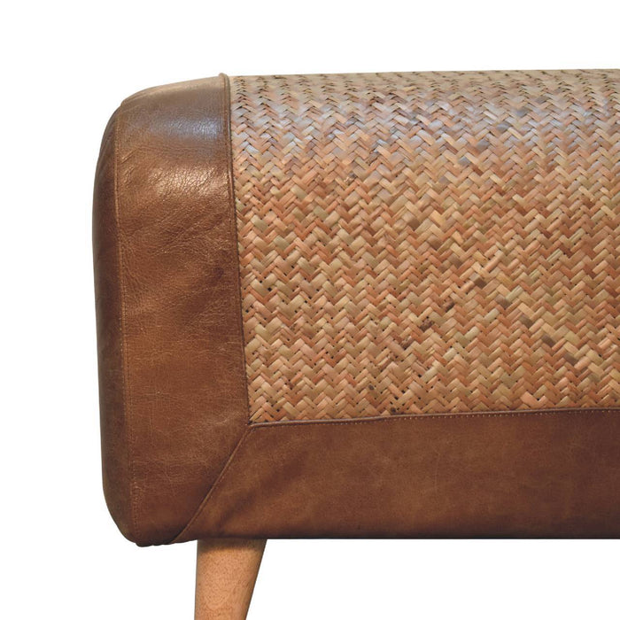 Buffalo - Large Seagrass Hide Nordic Bench - Oak