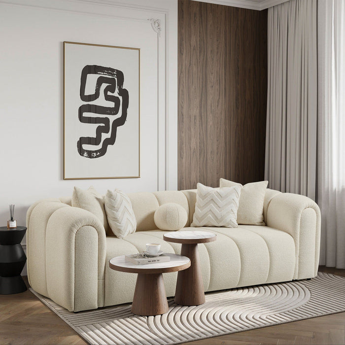Alana - Tufted Sofa - Ivory / White