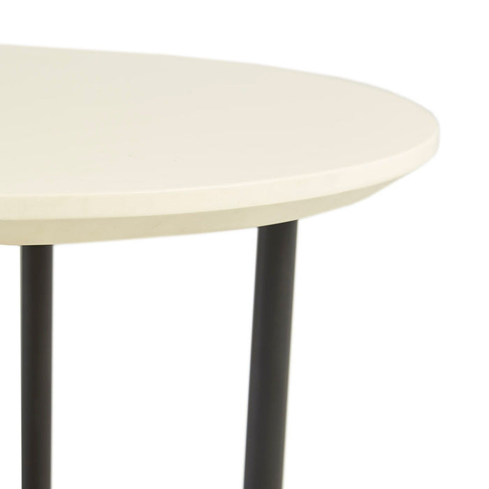 Oval End Table With Metal Legs - White / Natural